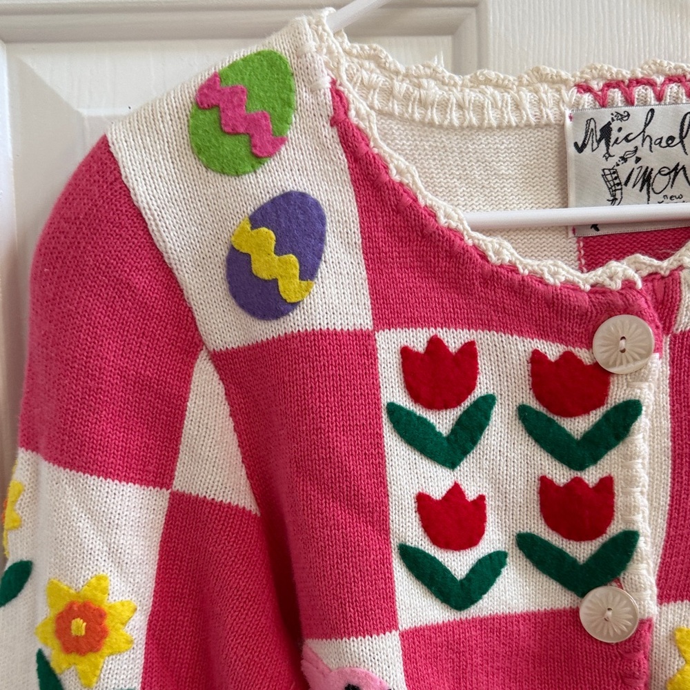 Michael Simon Floral Patchwork Easter Sweater - image 8
